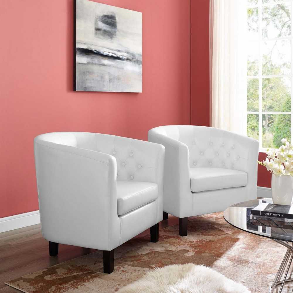 Prospect Upholstered Vinyl Armchair Set of 2, White