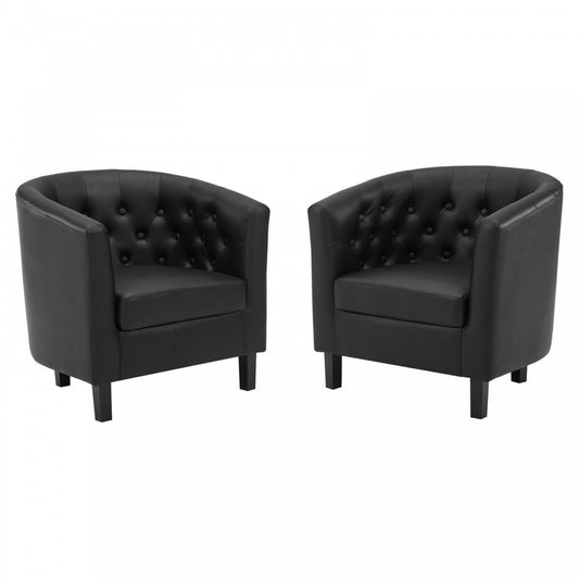 Prospect Upholstered Vinyl Armchair Set of 2, Black