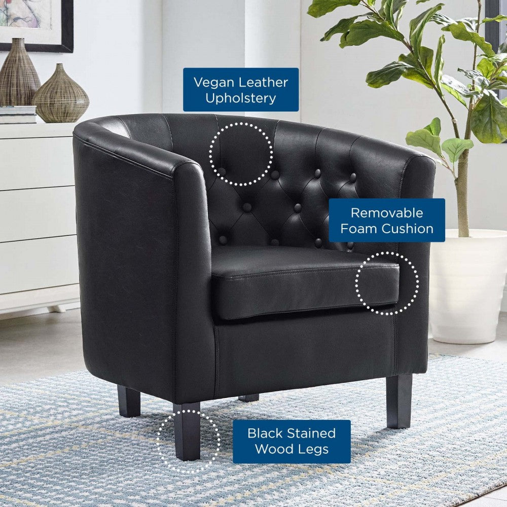 Prospect Upholstered Vinyl Armchair, Black