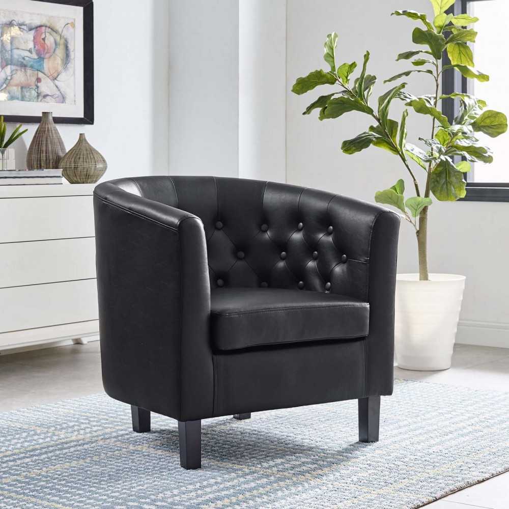 Prospect Upholstered Vinyl Armchair, Black