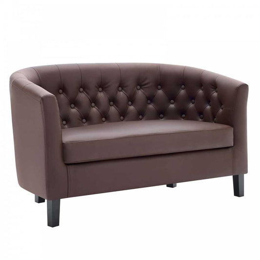 Prospect Upholstered Vinyl Loveseat, Brown