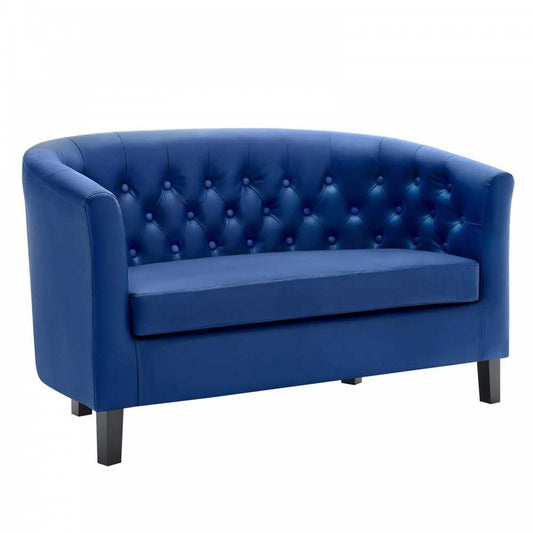 Prospect Upholstered Vinyl Loveseat, Navy
