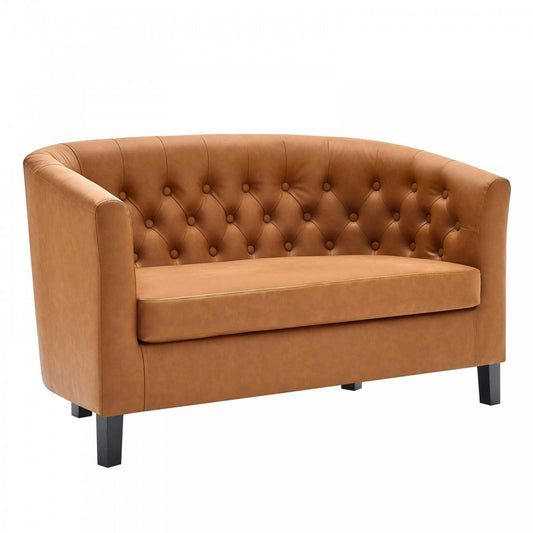 Prospect Upholstered Vinyl Loveseat, Tan