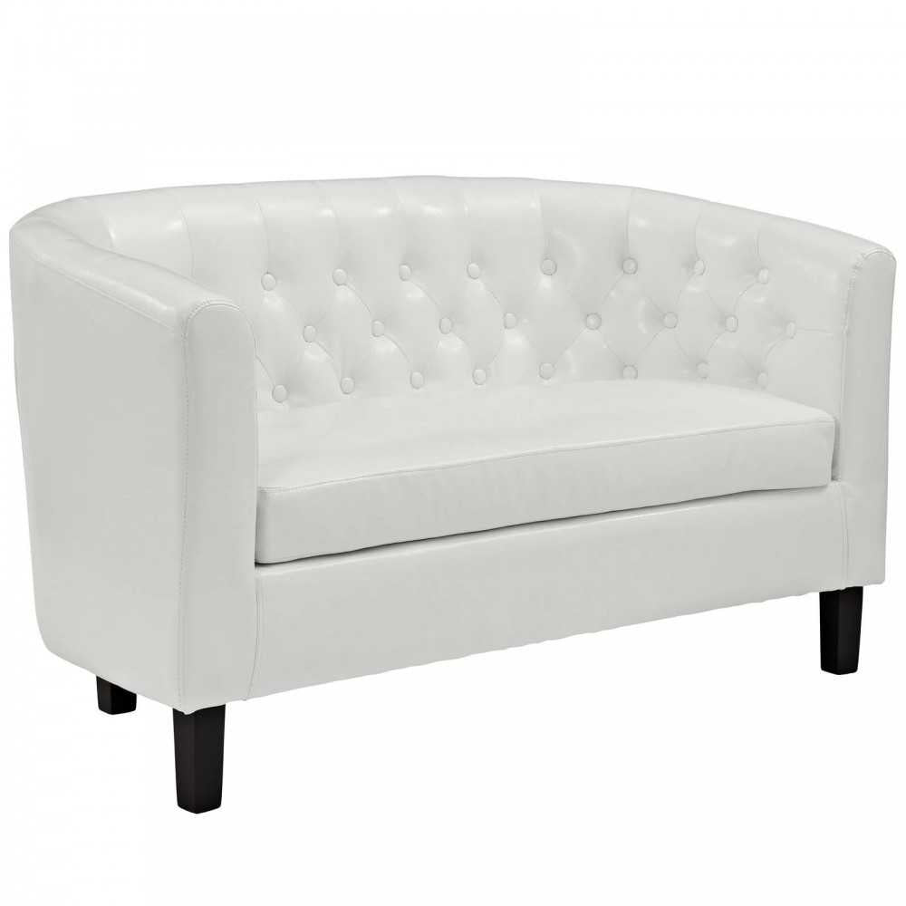 Prospect Upholstered Vinyl Loveseat and Armchair Set, White