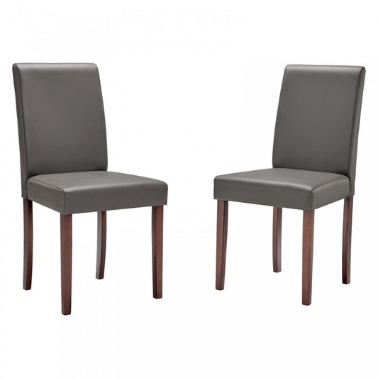 Prosper Faux Leather Dining Side Chair Set of 2, Gray
