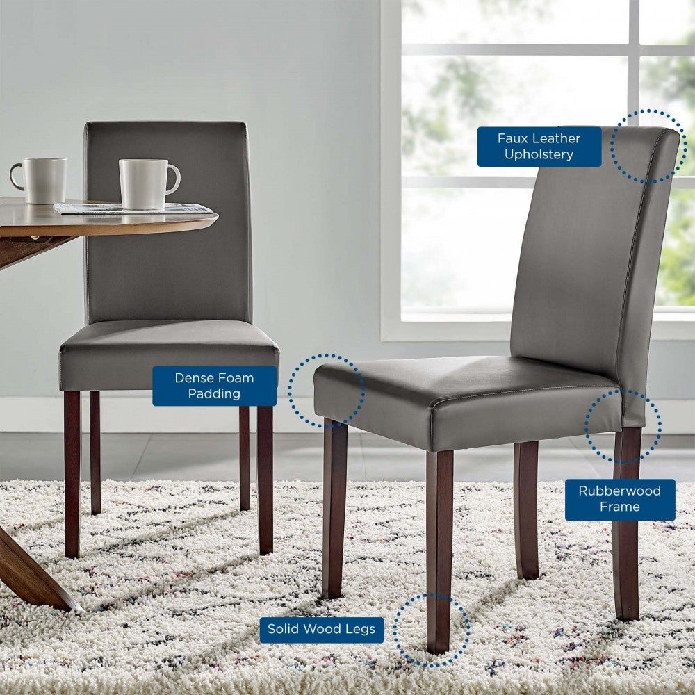 Prosper Faux Leather Dining Side Chair Set of 2, Gray