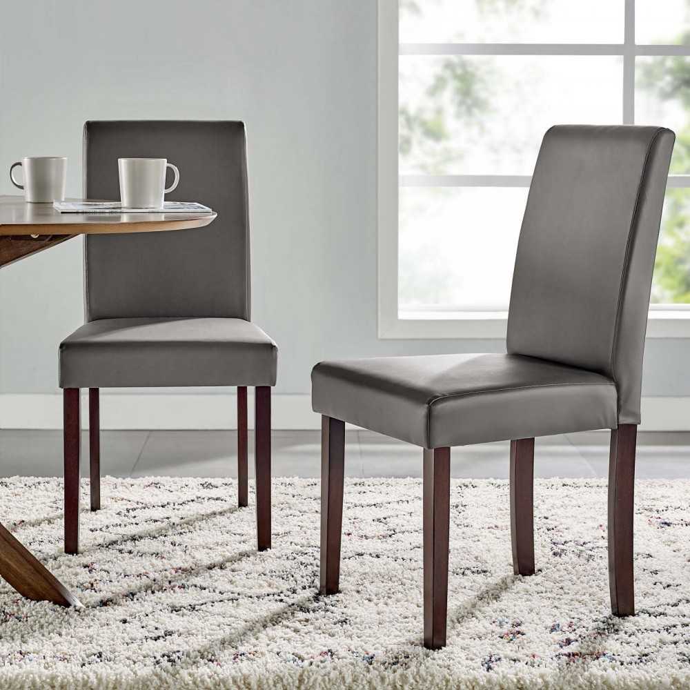 Prosper Faux Leather Dining Side Chair Set of 2, Gray