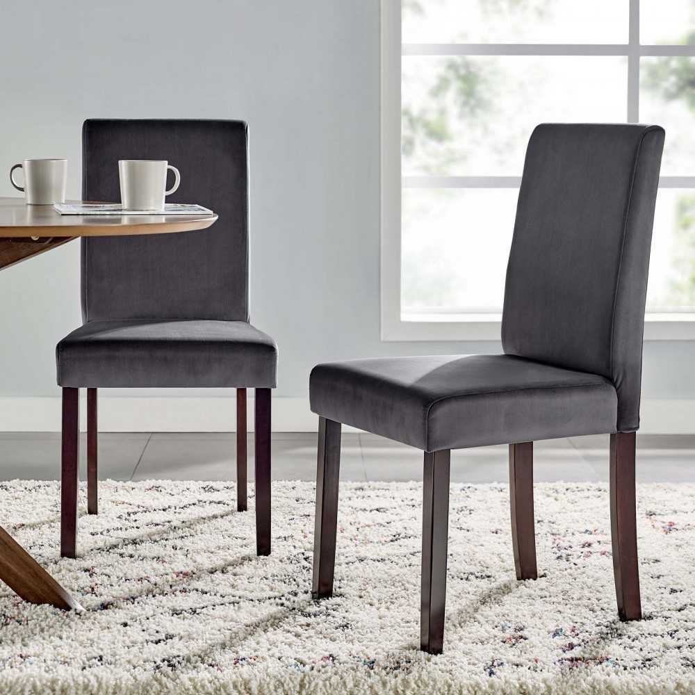 Prosper Upholstered Velvet Dining Side Chair Set of 2, Gray