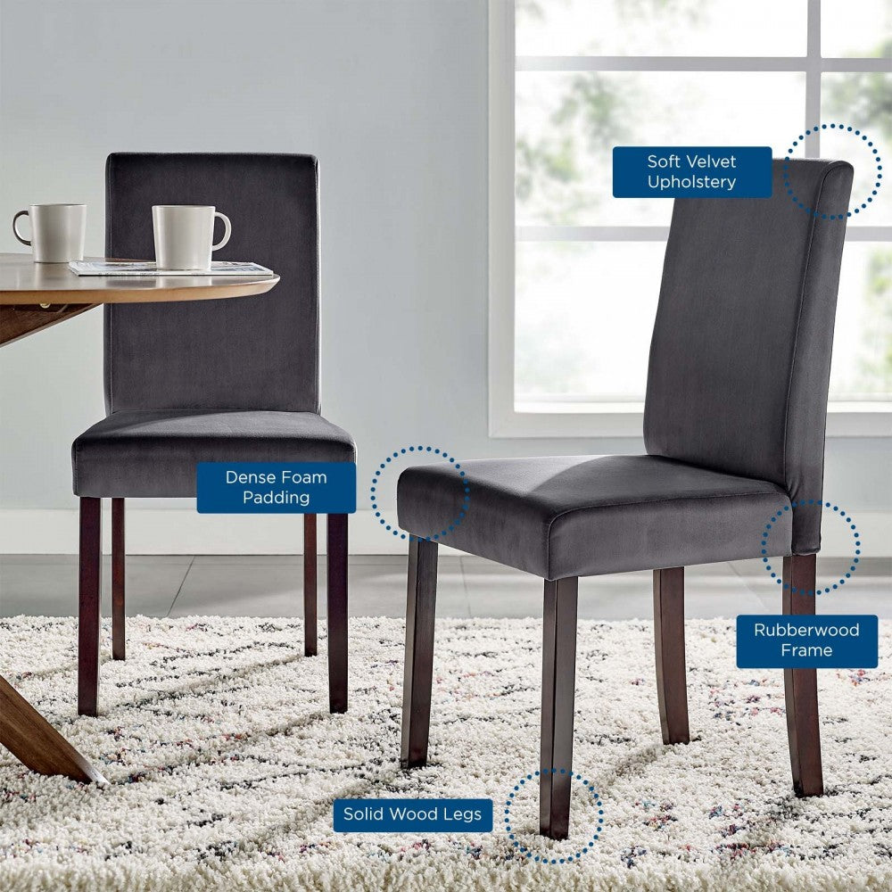 Prosper Upholstered Velvet Dining Side Chair Set of 2, Gray