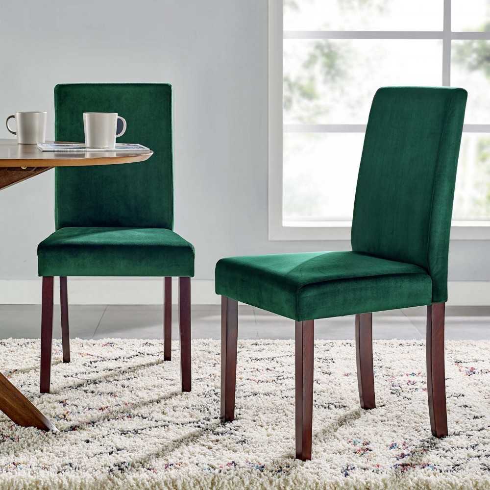 Prosper Upholstered Velvet Dining Side Chair Set of 2, Green