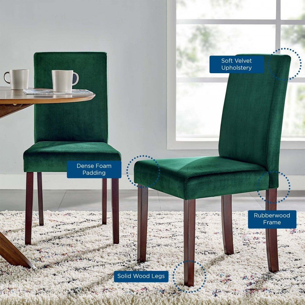 Prosper Upholstered Velvet Dining Side Chair Set of 2, Green