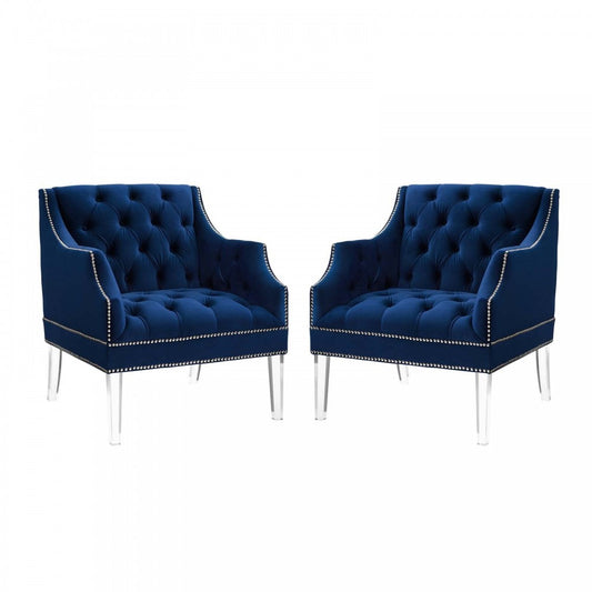 Proverbial Armchair Performance Velvet Set of 2, Navy