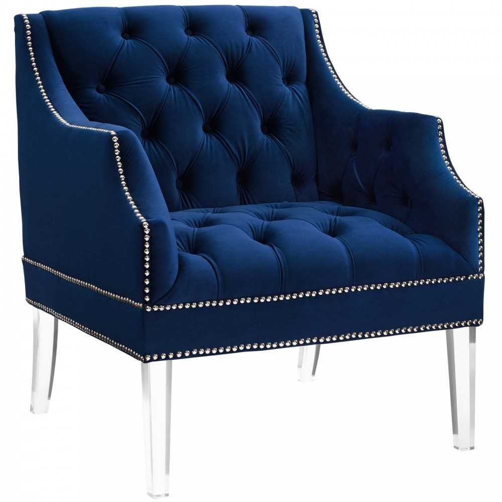 Proverbial Armchair Performance Velvet Set of 2, Navy