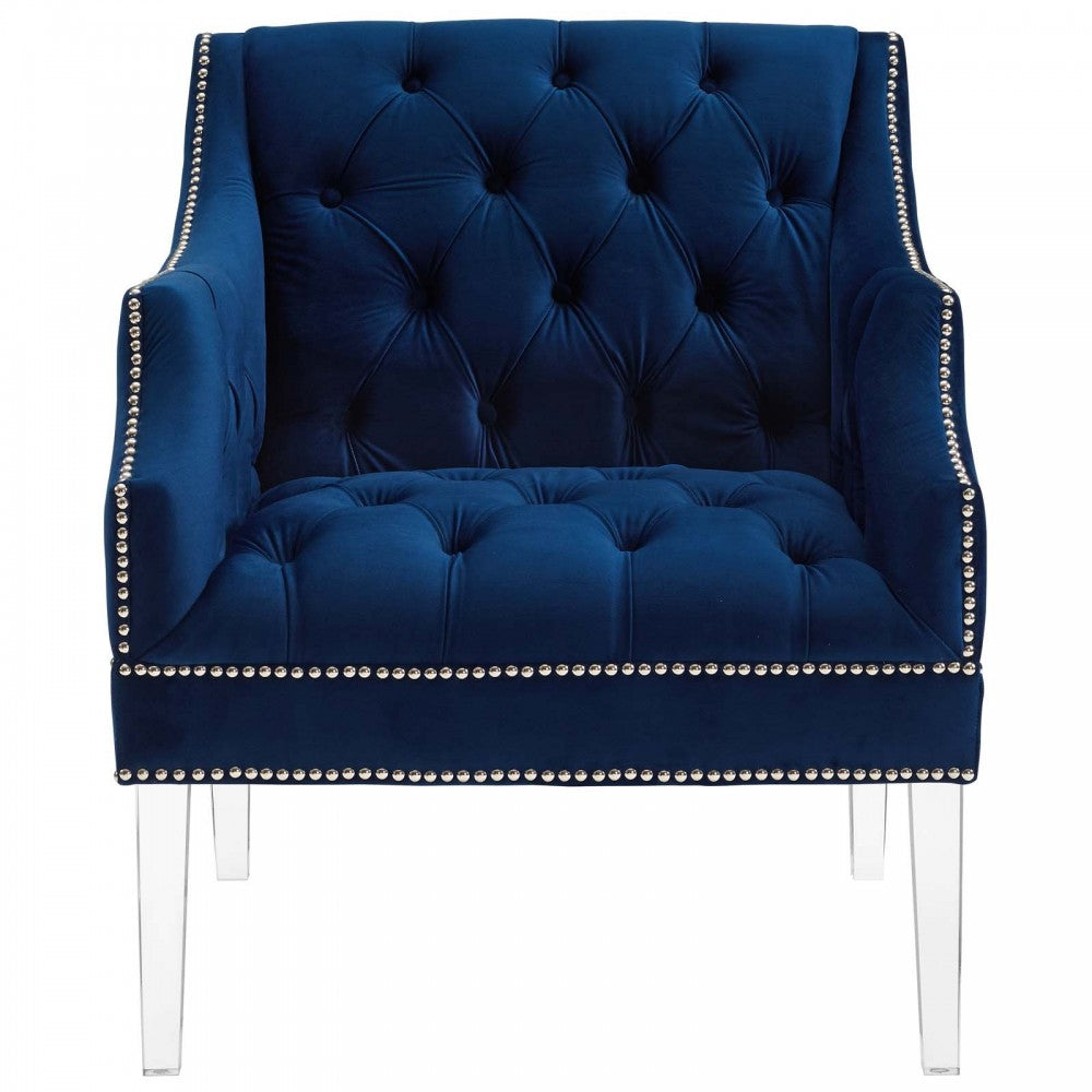 Proverbial Armchair Performance Velvet Set of 2, Navy