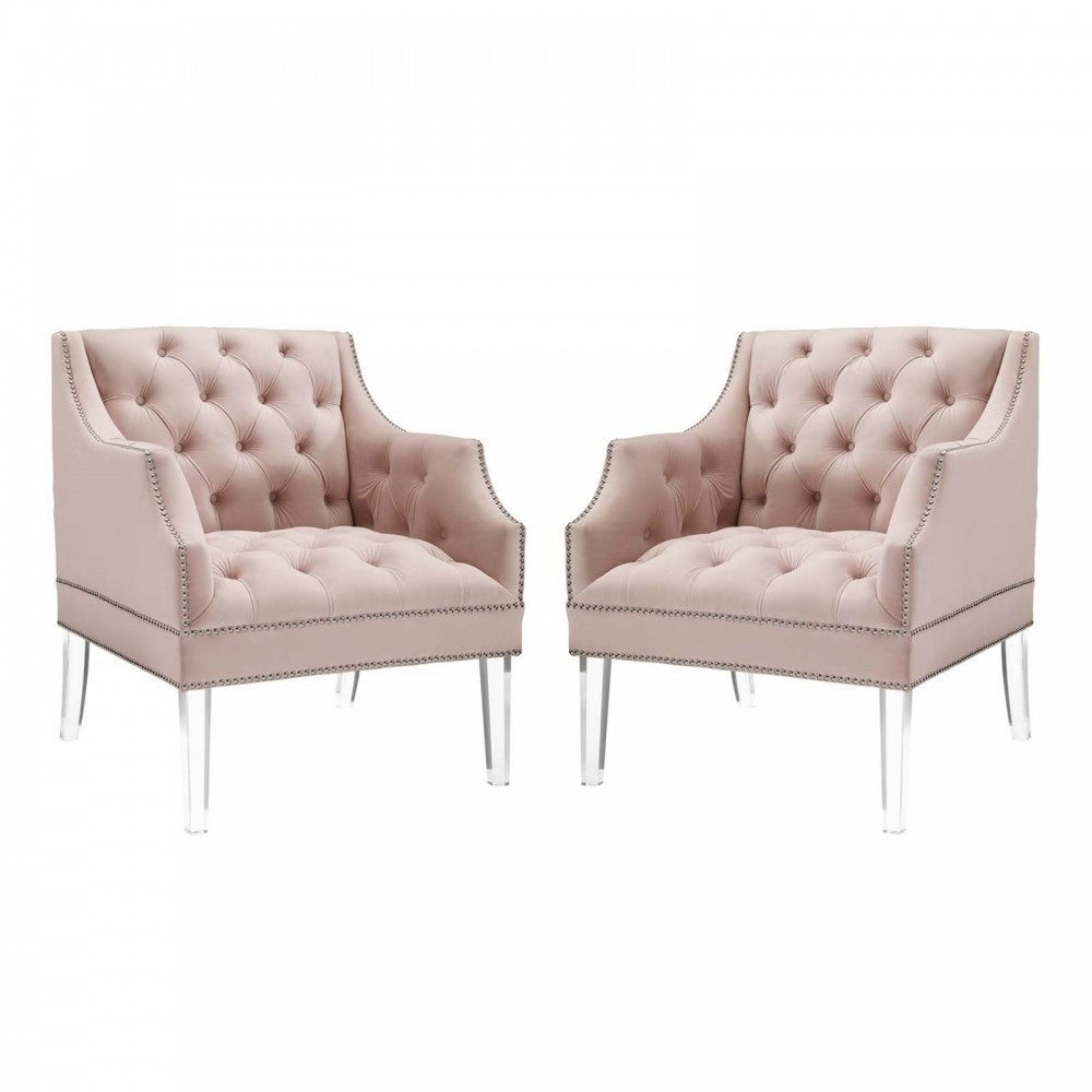 Proverbial Armchair Performance Velvet Set of 2, Pink
