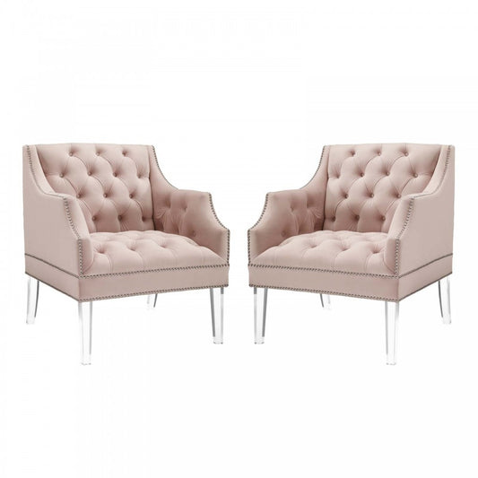 Proverbial Armchair Performance Velvet Set of 2, Pink