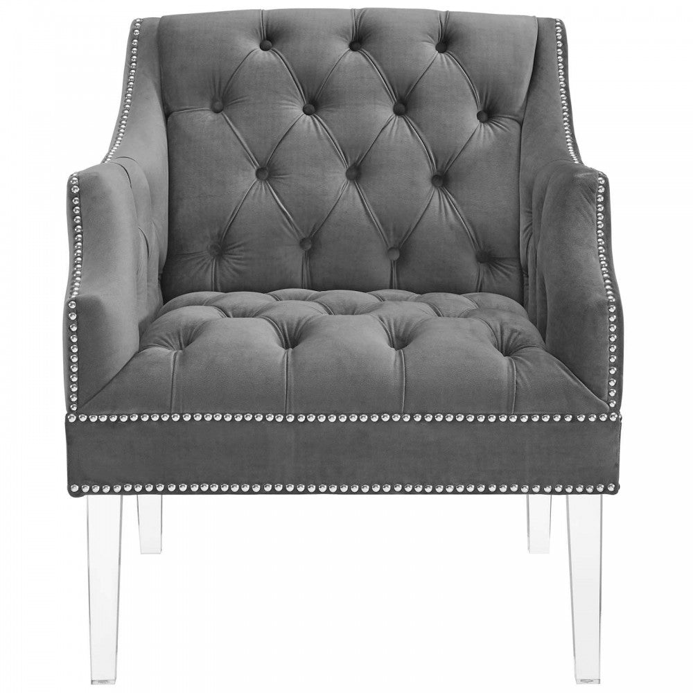 Proverbial Armchair Performance Velvet Set of 2, Gray