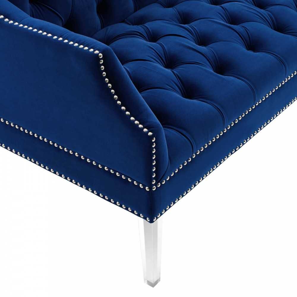 Proverbial Tufted Performance Velvet Loveseat, Navy