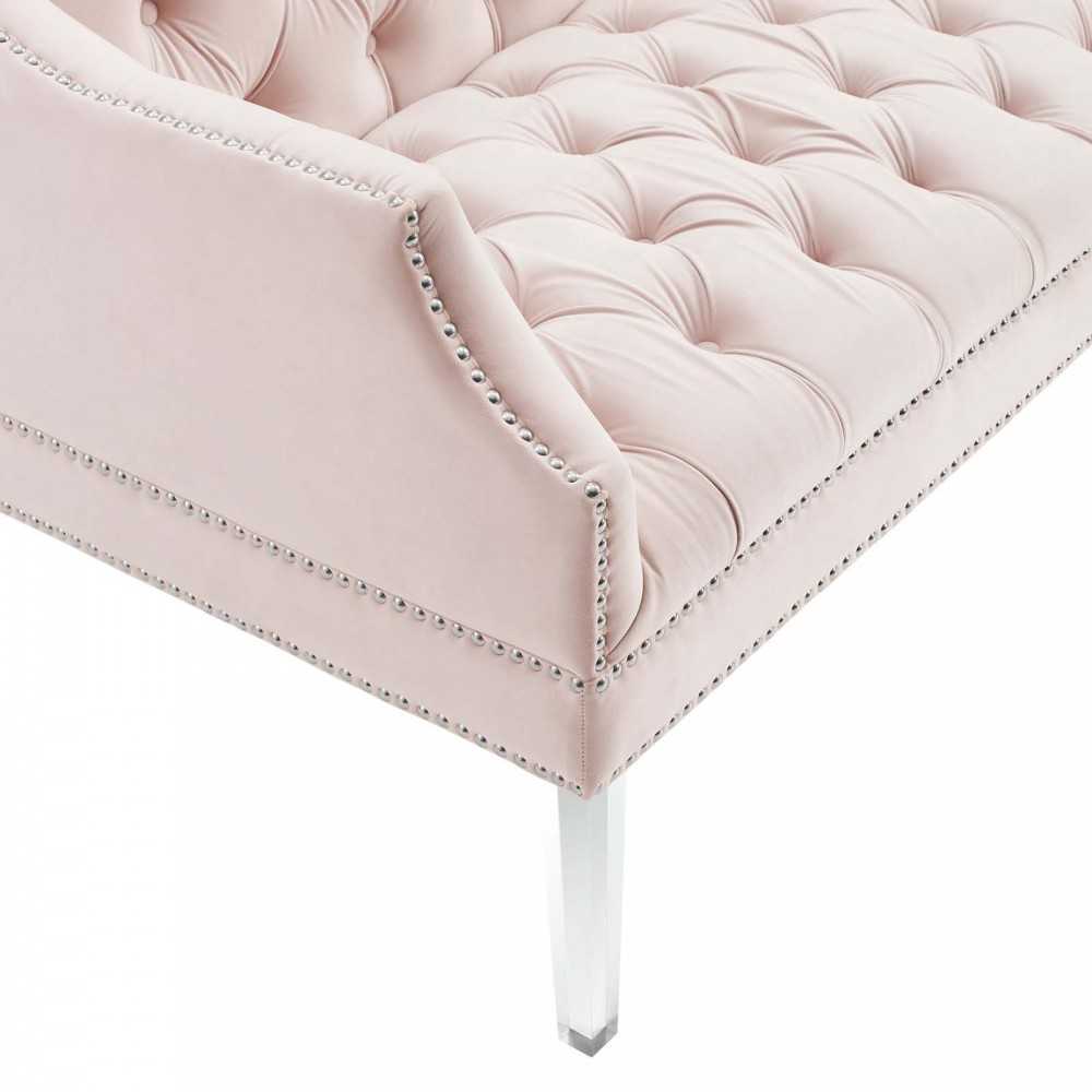 Proverbial Tufted Performance Velvet Loveseat, Pink