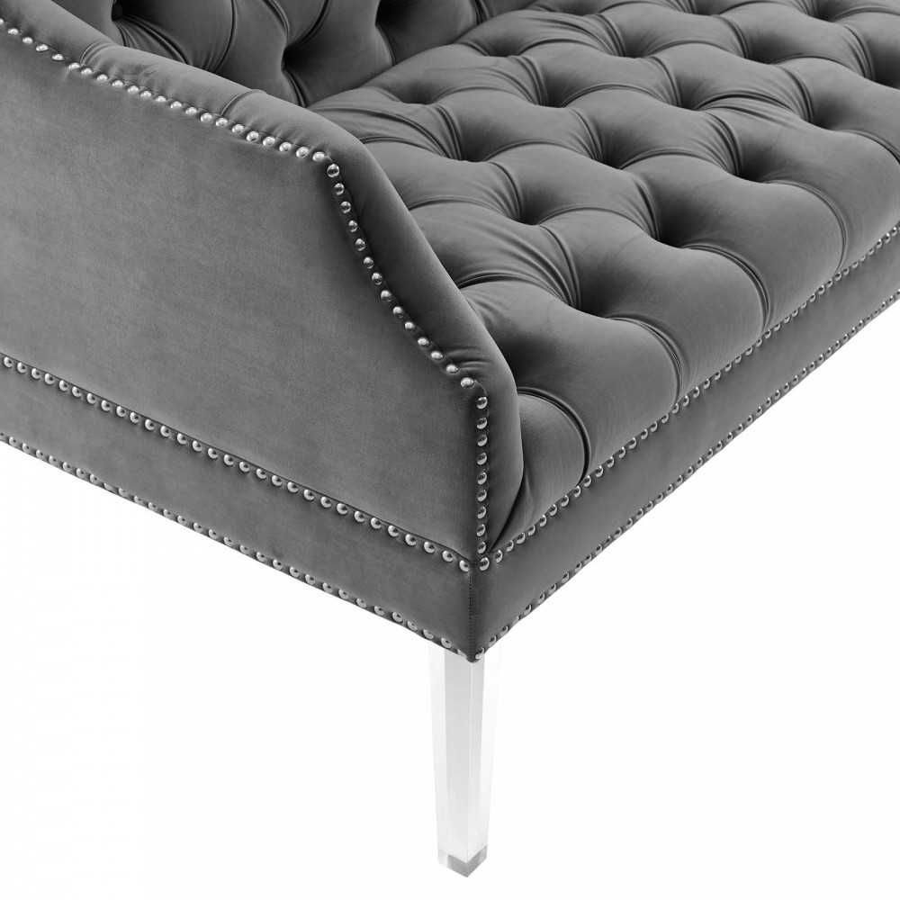 Proverbial Tufted Performance Velvet Loveseat, Gray