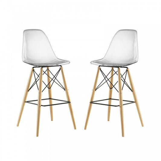 Pyramid Dining Side Bar Stool Set of 2, Clear