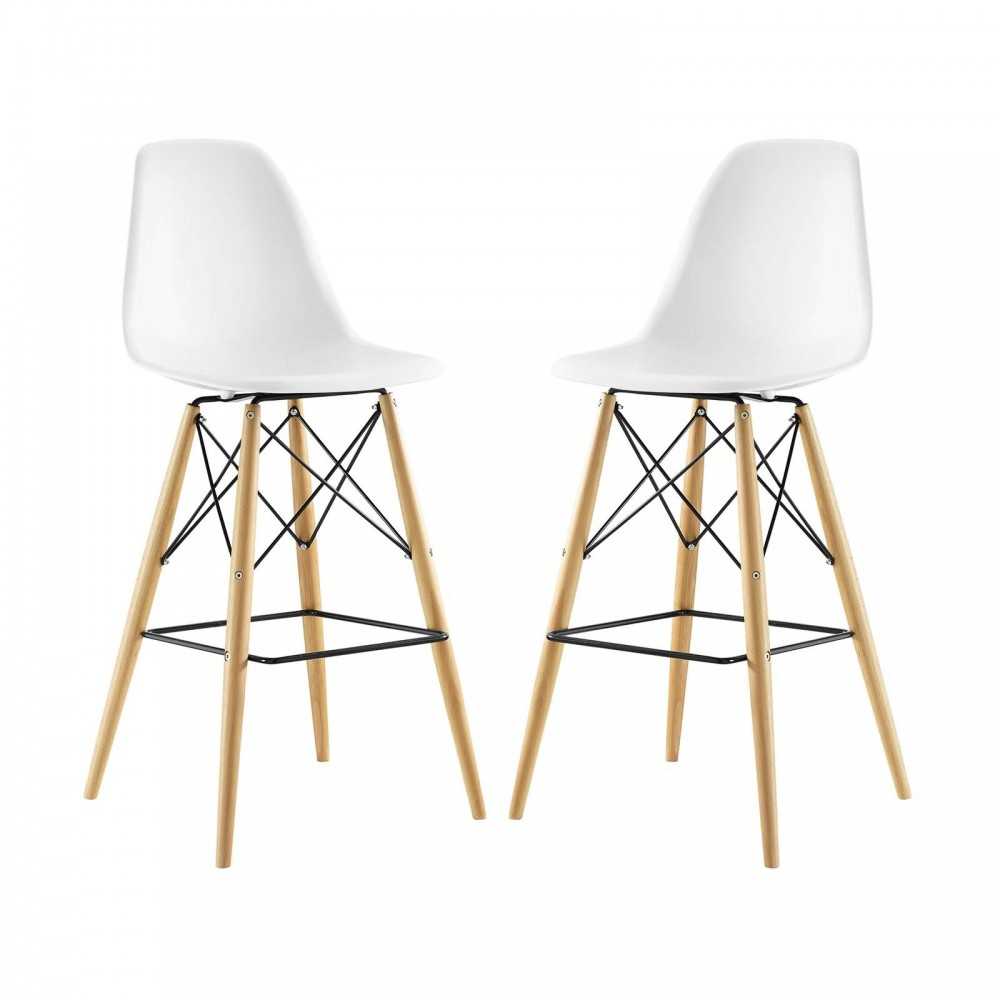 Pyramid Dining Side Bar Stool Set of 2, White