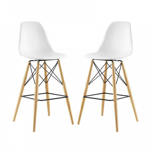 Pyramid Dining Side Bar Stool Set of 2, White