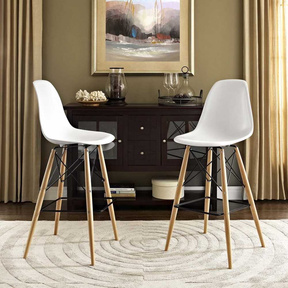 Pyramid Dining Side Bar Stool Set of 2, White