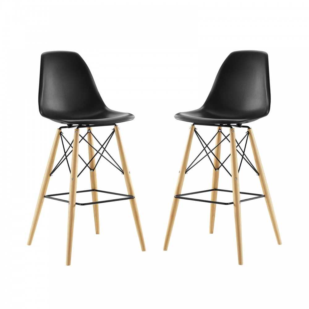 Pyramid Dining Side Bar Stool Set of 2, Black