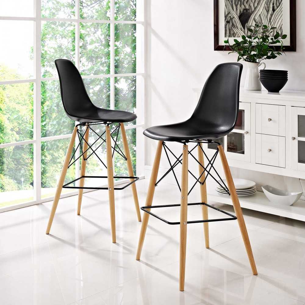 Pyramid Dining Side Bar Stool Set of 2, Black