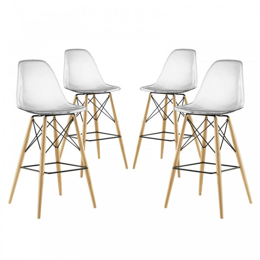 Pyramid Dining Side Bar Stool Set of 4, Clear