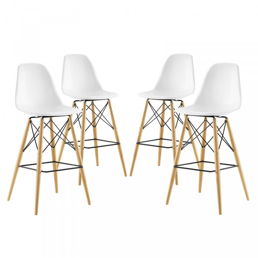 Pyramid Dining Side Bar Stool Set of 4, White