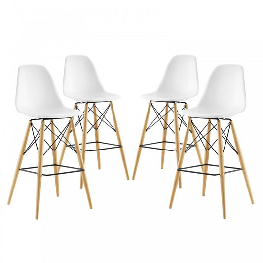 Pyramid Dining Side Bar Stool Set of 4, White