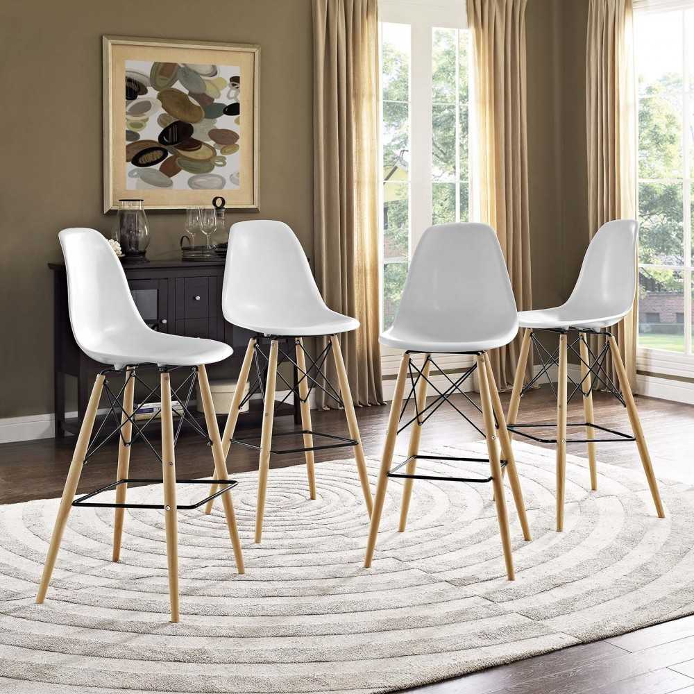 Pyramid Dining Side Bar Stool Set of 4, White