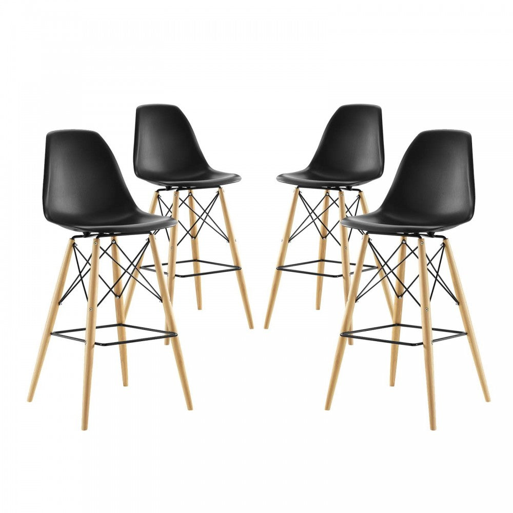 Pyramid Dining Side Bar Stool Set of 4, Black