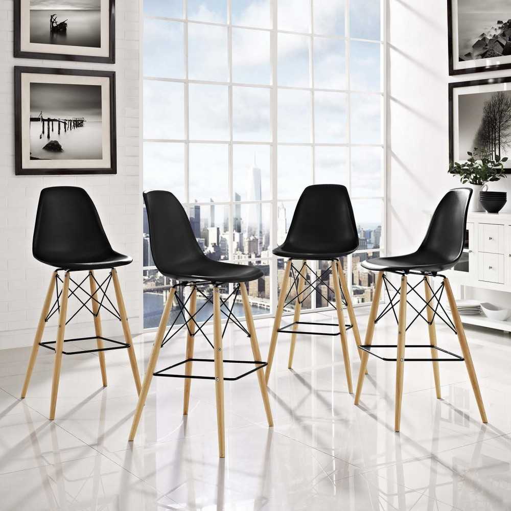 Pyramid Dining Side Bar Stool Set of 4, Black