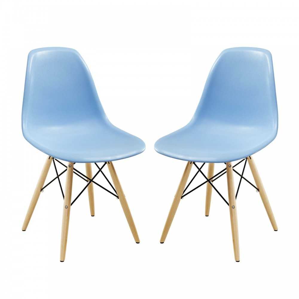 Pyramid Dining Side Chairs Set of 2, Light Blue