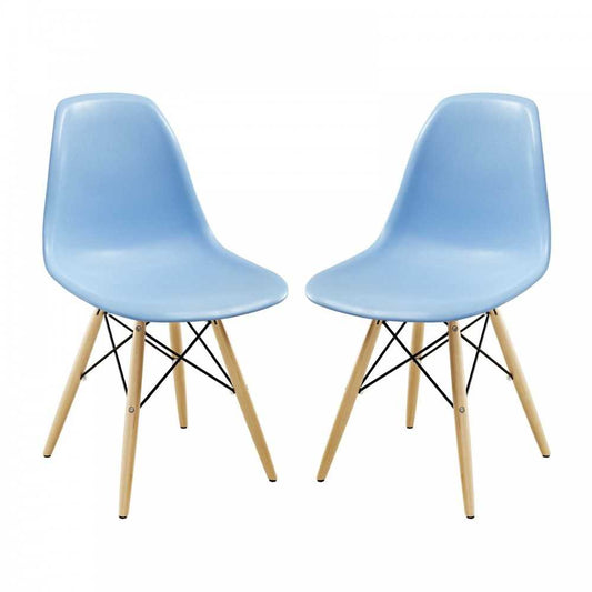 Pyramid Dining Side Chairs Set of 2, Light Blue