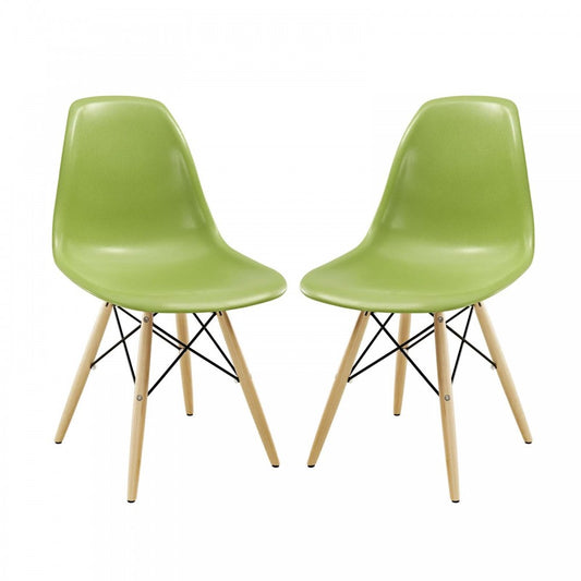 Pyramid Dining Side Chairs Set of 2, Light Green