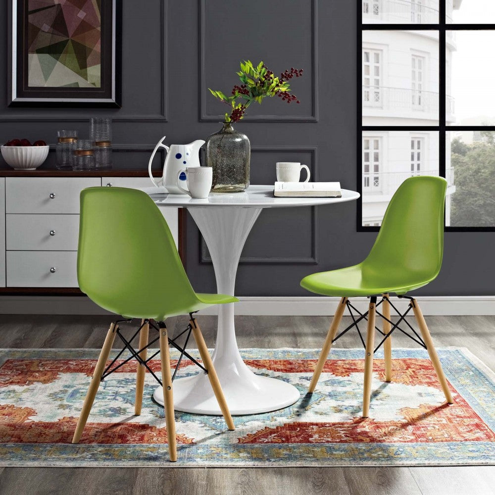 Pyramid Dining Side Chairs Set of 2, Light Green