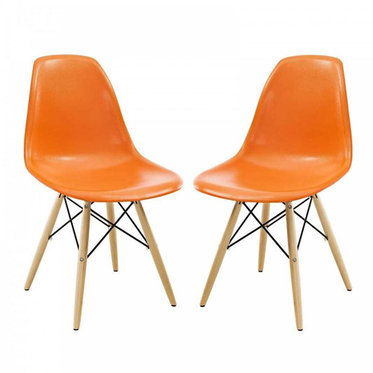 Pyramid Dining Side Chairs Set of 2, Orange