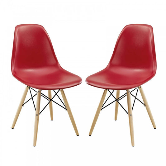 Pyramid Dining Side Chairs Set of 2, Red