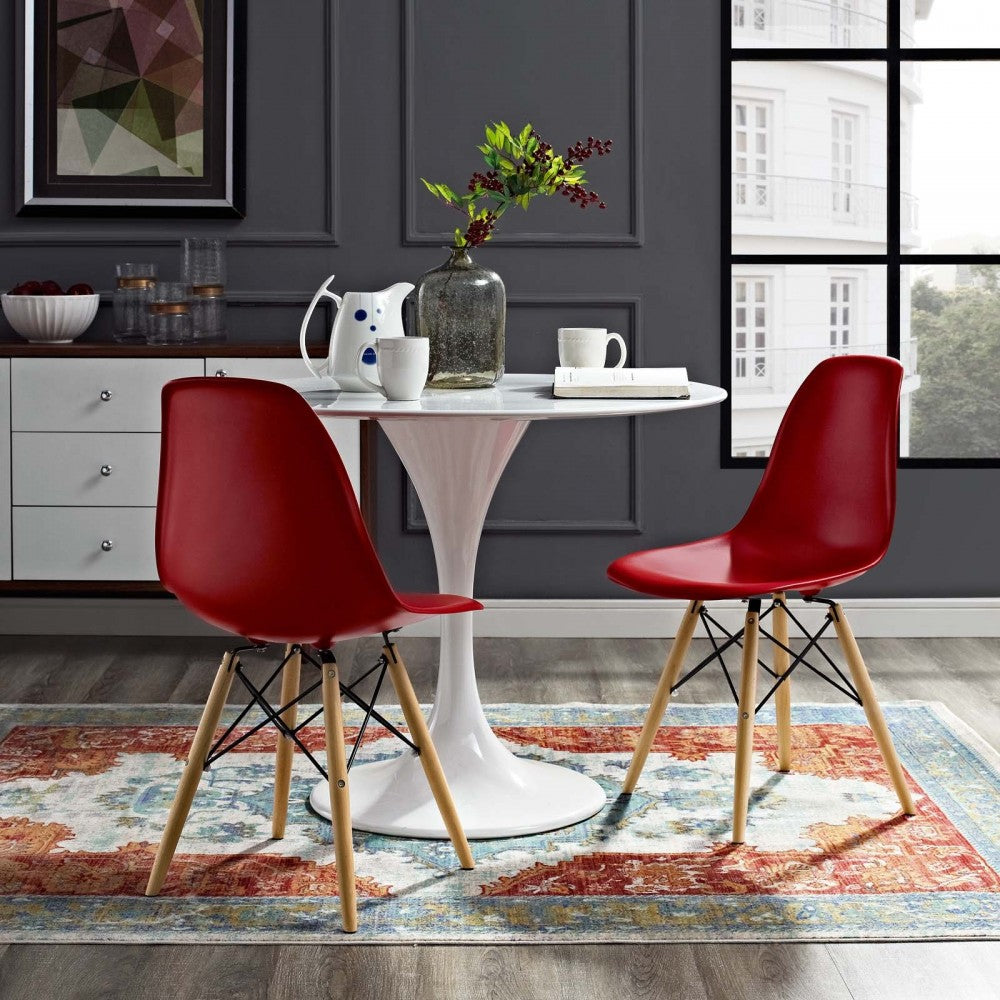 Pyramid Dining Side Chairs Set of 2, Red