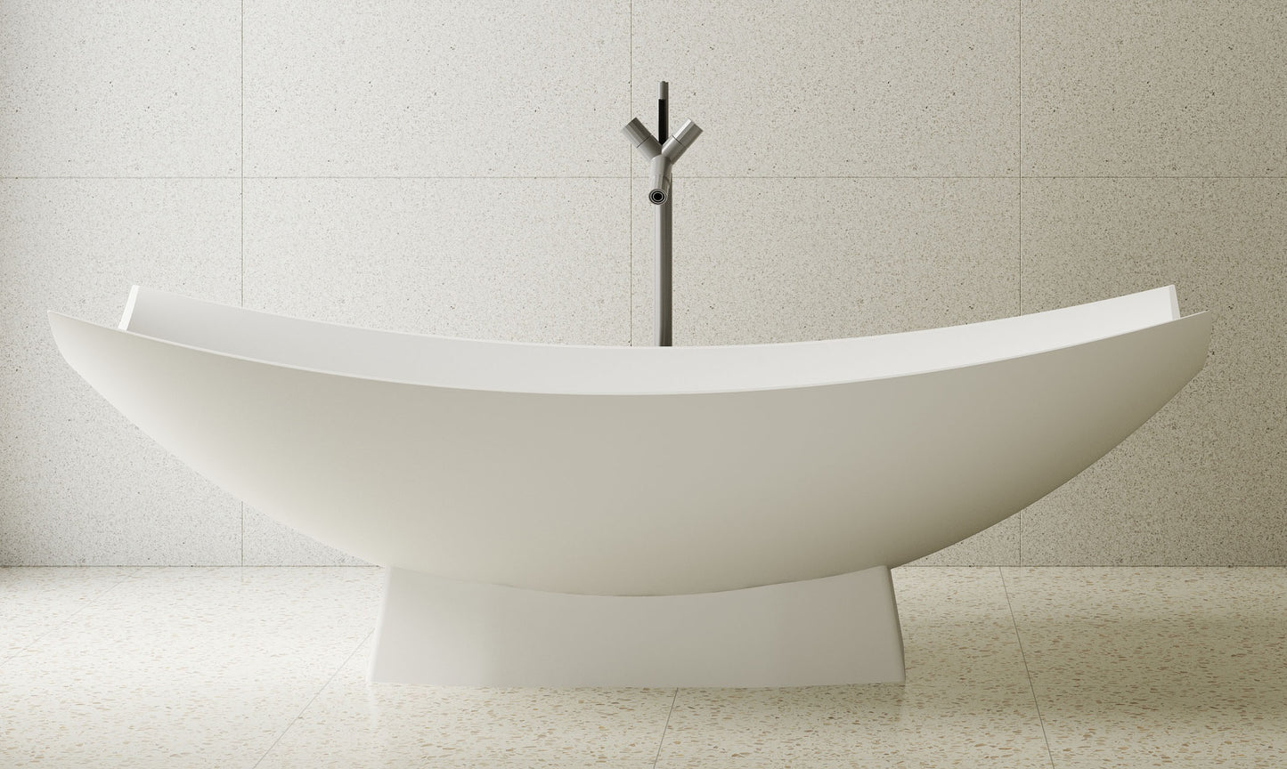 AB9992 White Matte 71" Solid Surface Resin Free Standing Hammock Style Bathtub