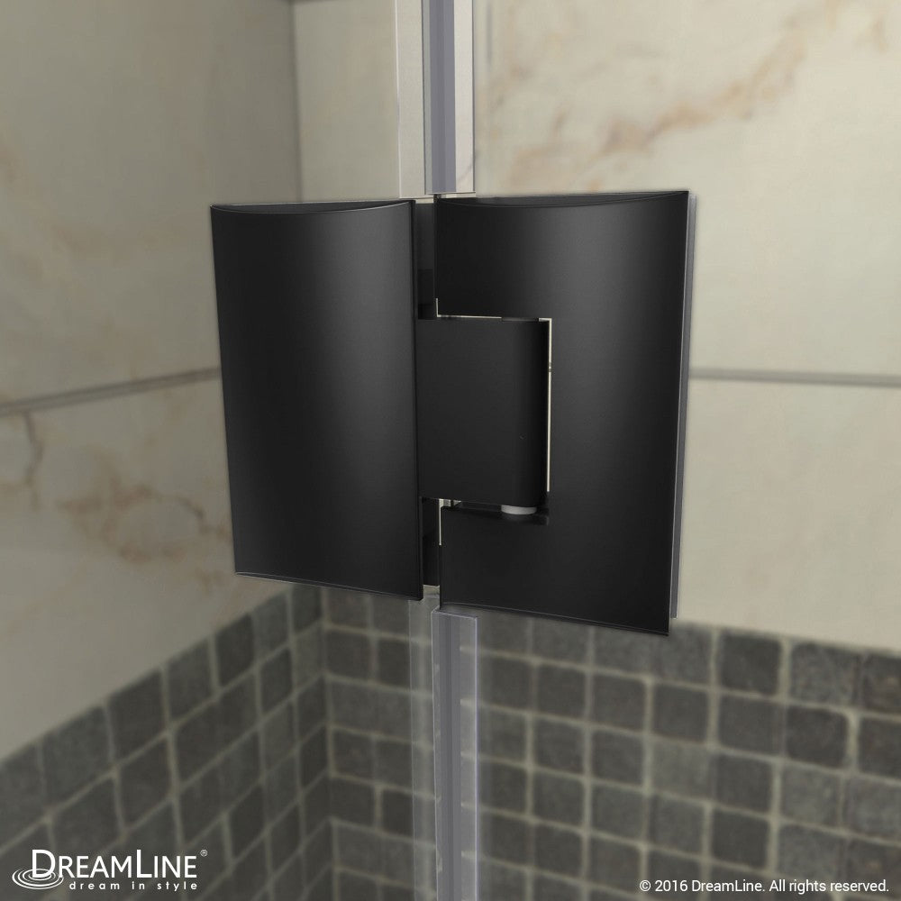 Quatra Plus 34 in. D x 46 in. W x 72 in. H Frameless Hinged Shower Enclosure in Satin Black