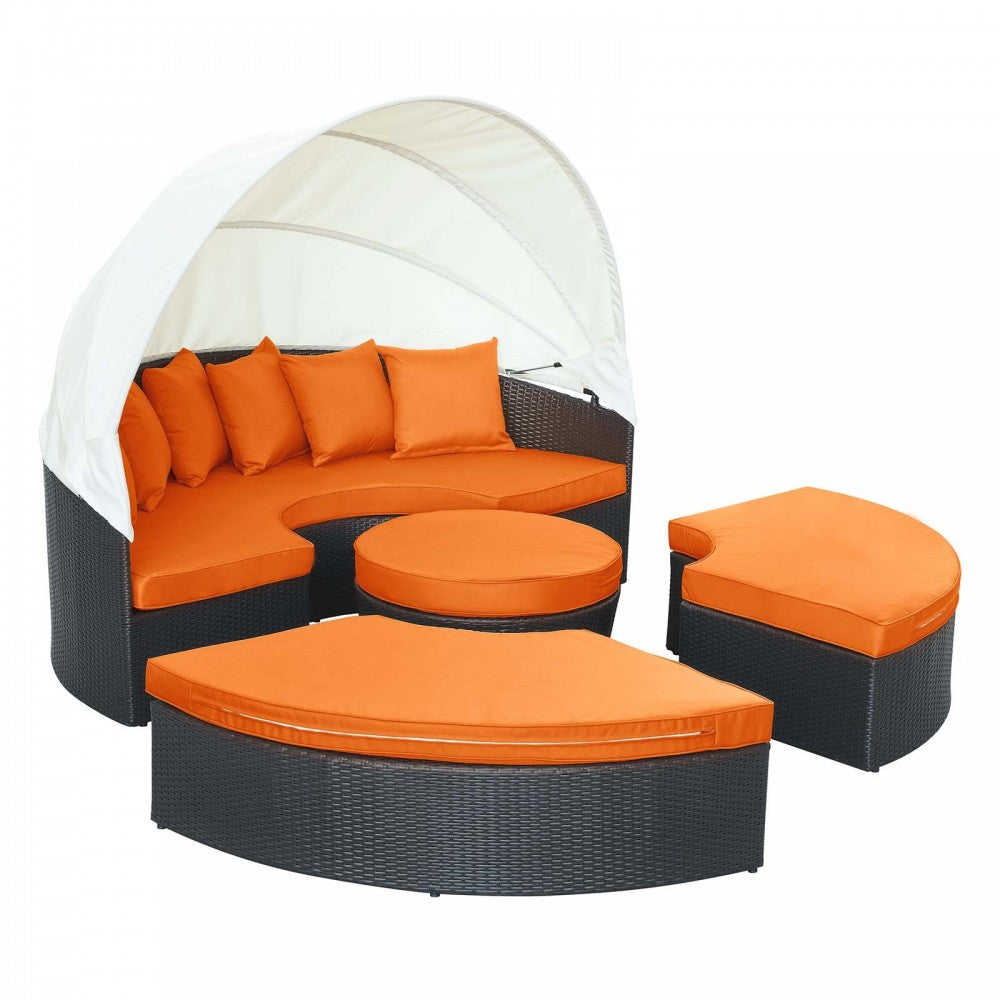 Quest Canopy Outdoor Patio Daybed, Espresso Orange