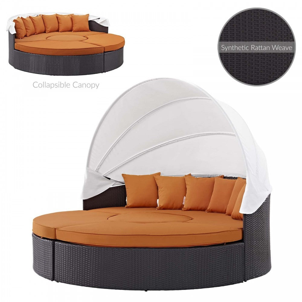 Quest Canopy Outdoor Patio Daybed, Espresso Orange