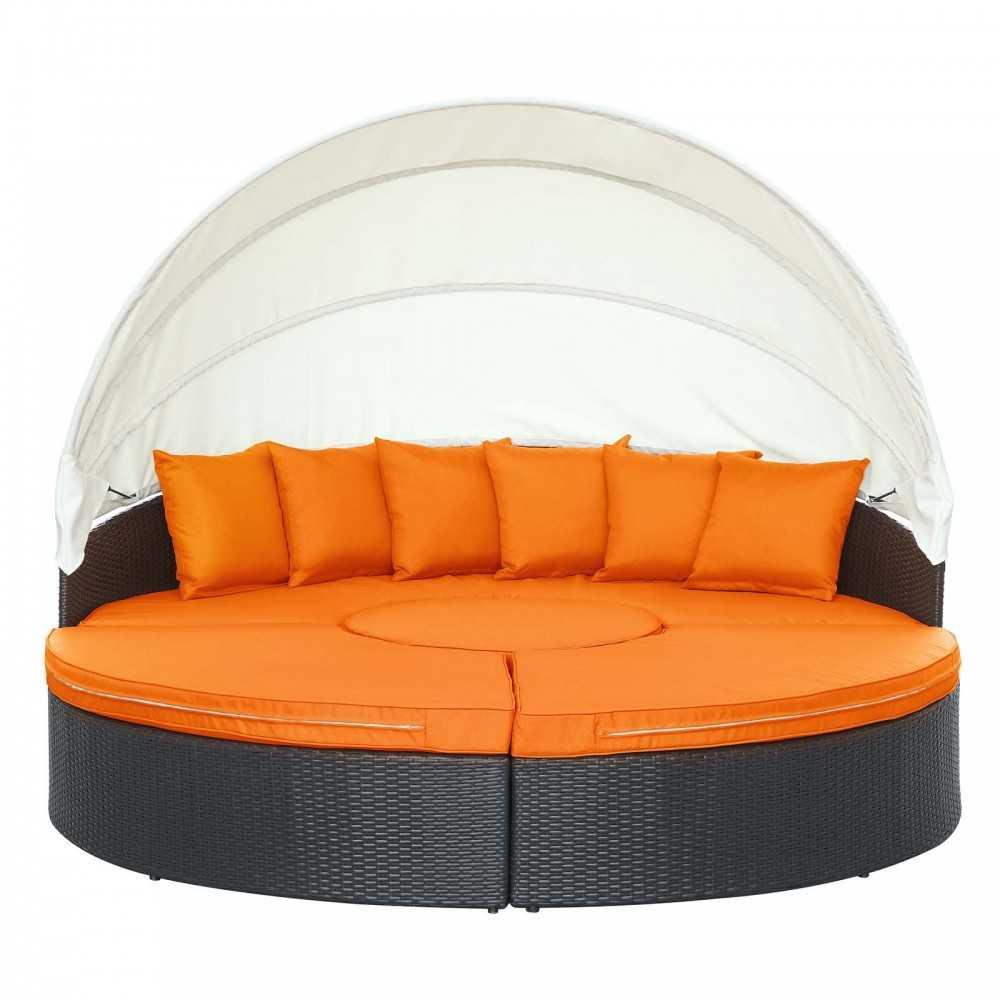 Quest Canopy Outdoor Patio Daybed, Espresso Orange