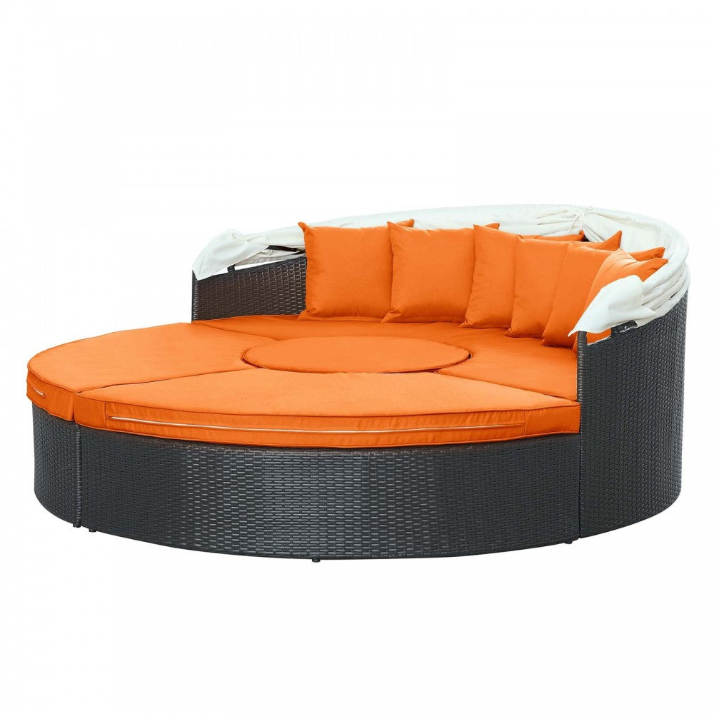 Quest Canopy Outdoor Patio Daybed, Espresso Orange