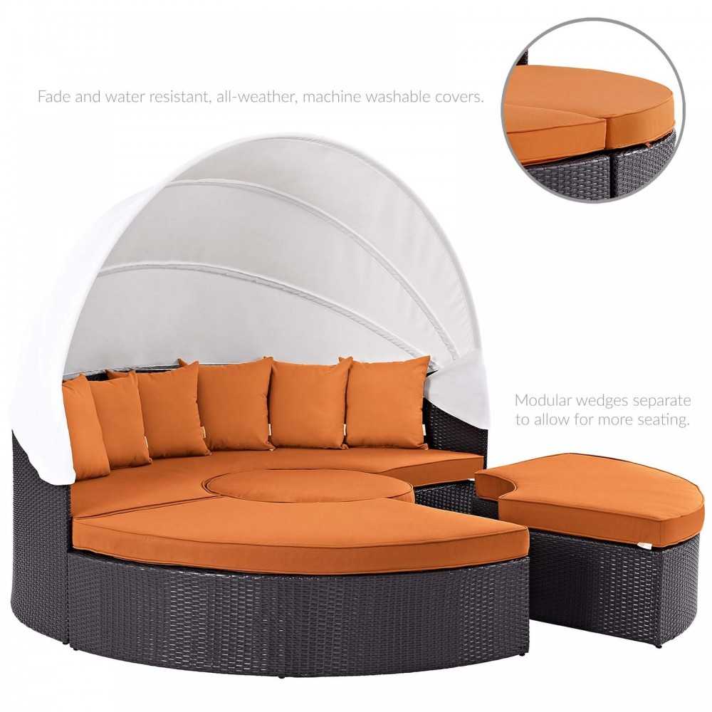 Quest Canopy Outdoor Patio Daybed, Espresso Orange